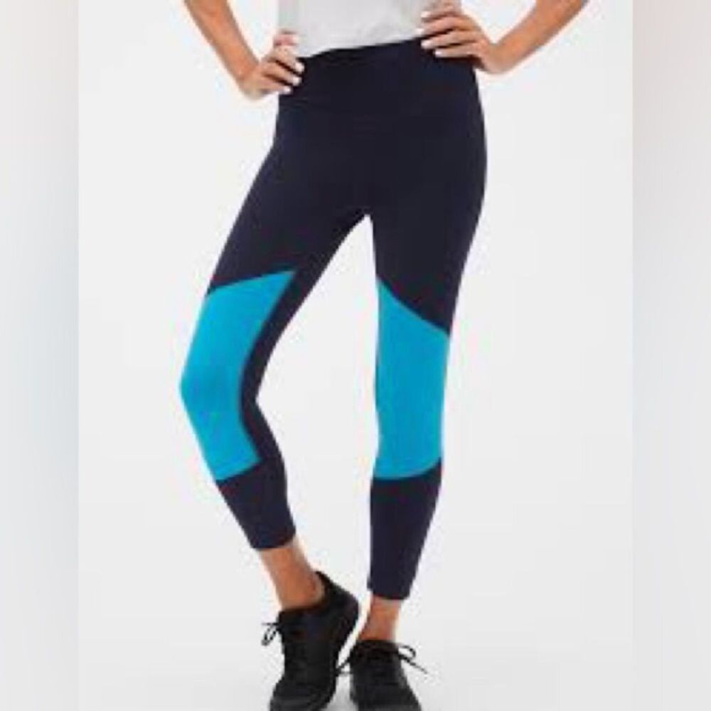 GapFit Women's Colorblock 7/8 Leggings Size Small Navy & Blue Sporty Athleisure